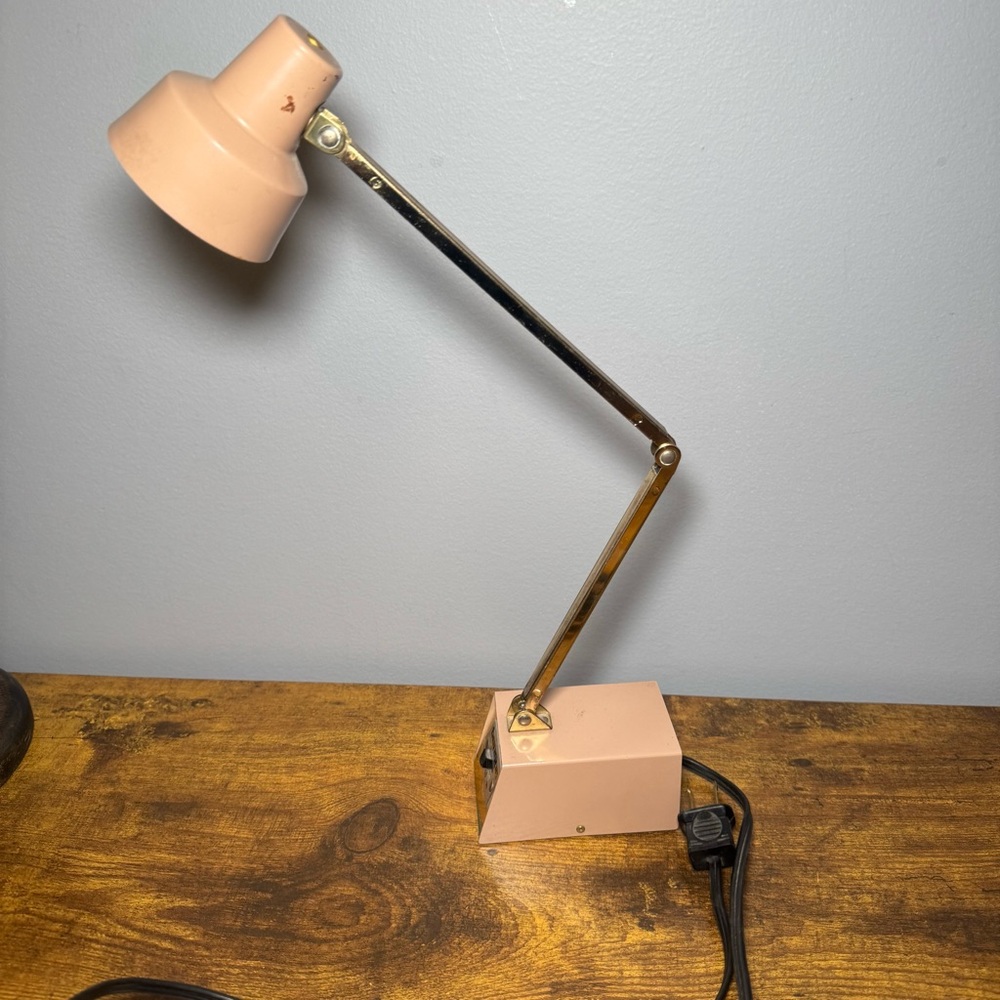 Vintage Tensor Blush Pink Portable Desk Lamp Hi Lo‎ Switch Metal Task